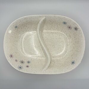 Vintage W.S. George Celeste Atomic Speckled Divided Serving Bowl